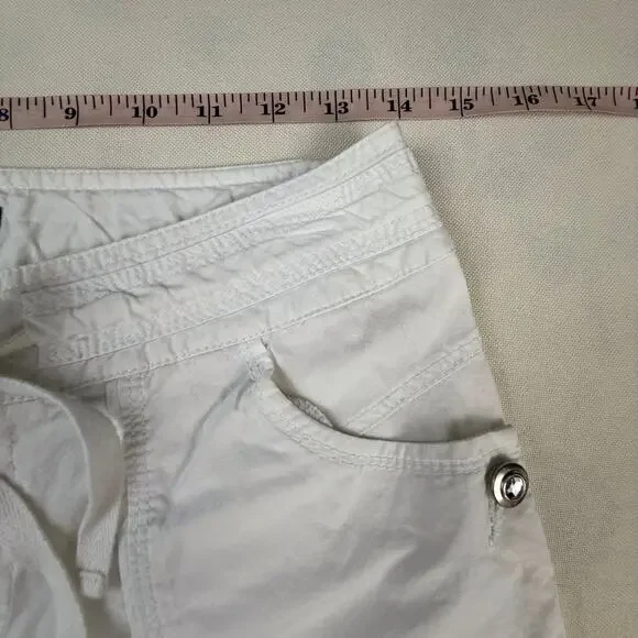 INC White Cargo Utility Pants Bling Buttons Zip Front Drawstring Waist - Picture 16 of 16